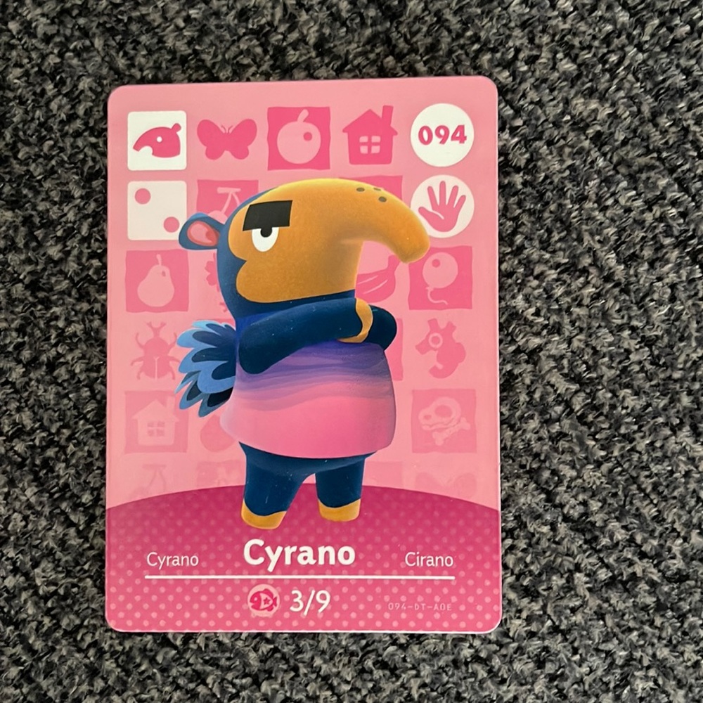 Cyrano Animal Crossing Amiibo card